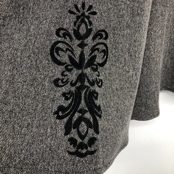 Tanjay Heathered Grey Embroidered Flared Midi Skirt size 10 - Picture 11 of 14